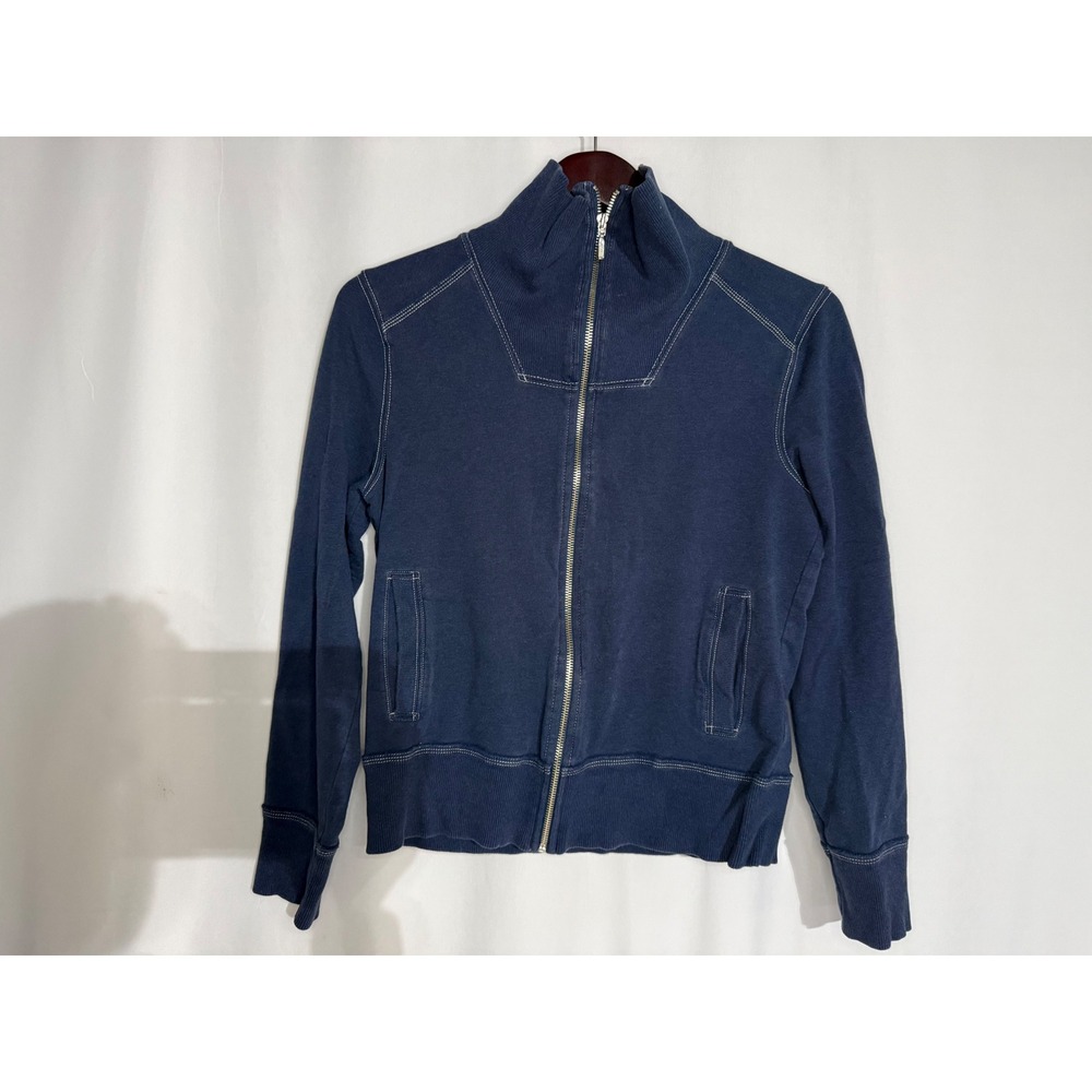 Jones New York Sport Navy Blue Full Zip Funnel Neck Sweatshirt Jacket Womens M